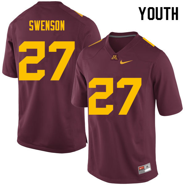 Youth #27 Calvin Swenson Minnesota Golden Gophers College Football Jerseys Sale-Maroon